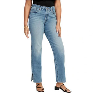 OLD NAVY High-Rise OG Loose Side-Slit Jeans Medium Wash Denim Secret Smooth 6
